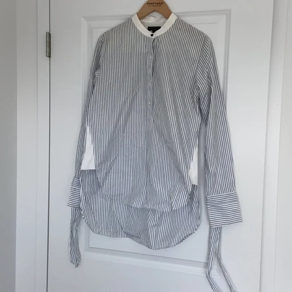 Rag & Bone Dylan striped button down silk cotton shirt - Picture 4 of 13